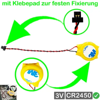 Produktbild von CR2450 Bios CMOS Batterie mit stecker 6 x 3 mm kabel für MSI Notebook Laptop