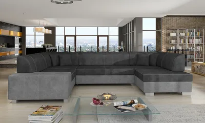 Produktbild von NABBI Ecksofa U mit Zerlegung ein Lagerraum Halvega L - schwarzgrau
