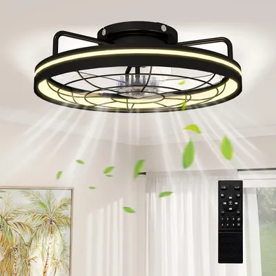 Produktbild von HOMCOM Deckenventilator LED mit Beleuchtung, Fernbedienung, Ø48cm, 3 Lichtfarben