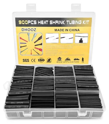 Obrázek produktu pro Sada 900 kusů smršťovacích bužírek, vodotěsné smršťovací spojky, černé smršťovací bužírky, smršťovací spojky různých velikostí