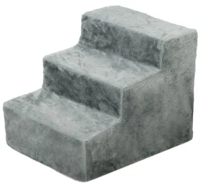 Produktbild von Hundetreppe, hellgrau, 46 x 35 x 35?cm, Katzentreppe, 3 Stufen, Pluesch, Haustiertreppe, fuer Sofa & Bett