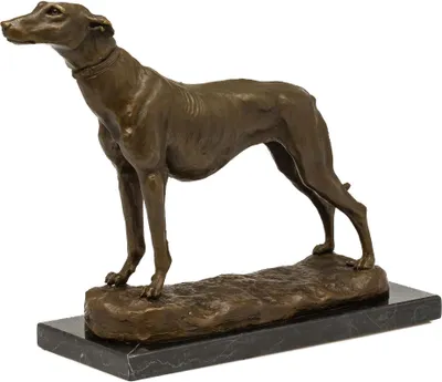 Produktbild von Bronzeskulptur Hund nach Emmanuel Fremiet Windhund Skulptur Figur Replik Kopie