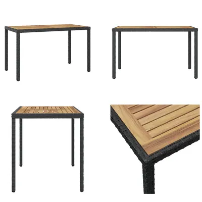 Image de vidaXL Table de jardin noire et marron 123x60x74 cm Bois d'acacia massif - Table de jardin - Tables de jardin - Table d'extérieur - Tables d'extérieur