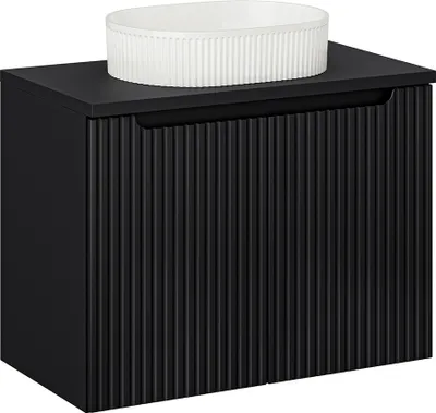 Produktbild von Waschtisch 80cm, in schwarz, gerillte Front, NEWPORT-56-BLACK