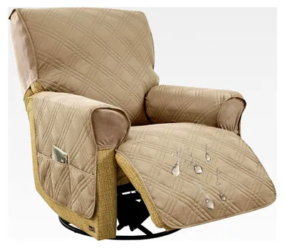 Produktbild von Wasserdichter Sesselschoner für Relaxsessel, weicher 1-Sitzer mit 6 Taschen, rutschfest und waschbar für Kinder, Katzen und Hunde - Khaki - 1-Sitzer