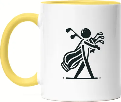 Produktbild von Silhouette eines Golfspielers Golfbag Tasse Gelb - Driver und Eisen Stil