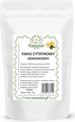 Zdjęcie produktu dla KWASEK CYTRYNOWY kwas spożywczy E330 czysty 1kg