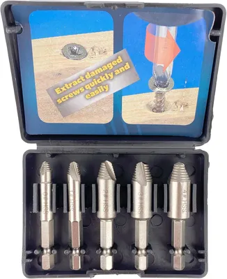 Produktbild von 5-teiliges Set Schraubenausdreher aus HSS-Stahl für beschädigte Schraubenköpfe