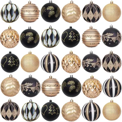 Produktbild von Christbaumkugel Weihnachtskugeln Christbaumschmuck Set, 30 Stück Kunststoff Christbaumkugeln mit Haken zum Aufhängen, Christbaumschmuck, Christbaumkug