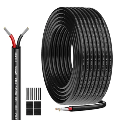 14AWG 2x2,08mm² UL2464 Elektrokabel 10 m, 2-adrig, Schwarz