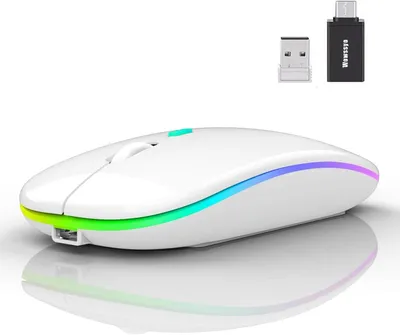 Produktbild von Maus Kabellos, 2,4 GHz-USB funkmaus, Bluetooth Maus, 1600 DPI Optical Tracking, Wiederaufladbare LED-Dual-Modus für Laptop, PC, iOS, Android