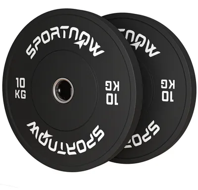 Image de SPORTNOW, lot de 2 disques d'haltères, 2 disques de 10 kg, lot de disques d'haltères noirs
