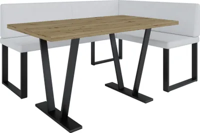 Produktbild von Eckbank AKIKO METAL mit Tisch 168x128 rechts - Eckbankgruppe f r Ihrem Esszimmer, K che modern, Sitzecke, Essecke. Perfekt f r K che, B ro und Rezeption