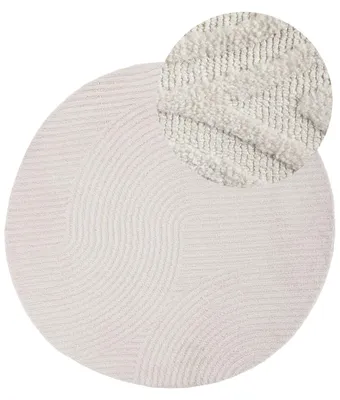 Image de carpetfine Tapis Holly Zen Ronde effet haut-bas tapis très doux crème Ø 300 cm | Tappeto velours corail Moderno per soggiorno, camera da letto e camera dei bambini
