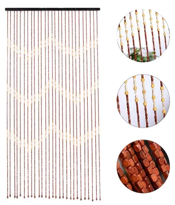 Obrázek produktu pro Korálková závěs, bambusová zrna a dřevo, 90 cm x 175 cm, na dveře, stabilní vlastnosti, vysoká spolehlivost