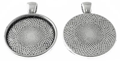 Produktbild von Vintageparts Fassung 25 mm Cabochon Metalllegierung antik Silber, 4 Stück