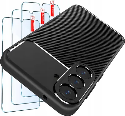 Produktbild von SET Etui für Samsung S26 Panzer-Carbon-Hülle + 3 STÜCK GLAS