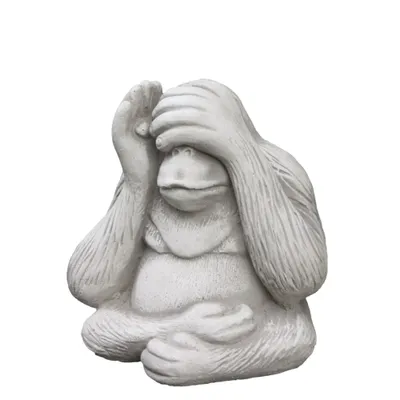 Produktbild von Affe nichts sehen aus Steinguss perfekt für den Garten die Terrasse oder den Vorgarten ist Frostfest Witterungsbeständig und Neu 22cm H, PO-1767