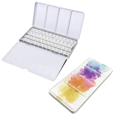 Produktbild von Wasserfarbset mit 52 halben Farbtuben und Mischpalette