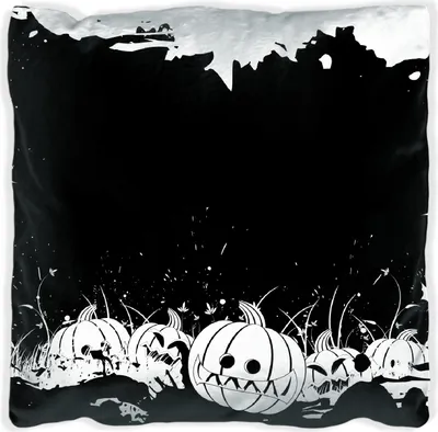 Produktbild von Wallario Premium Kissen, weiche Oberfläche, mit Motiv Halloween - Kürbisse und Fledermäuse in schwarz-weiß, Comic Stil, Größe: 60 x 60 cm, mit weißer Rückseite