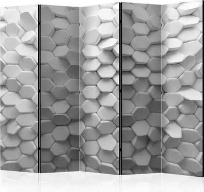 Produktbild von Akusticher Raumteiler 3D Effekt Abstrakt Foto Paravent 225x172 cm beidseitig auf Vlies-Leinwand bedruckt Akustikschaum Trennwand Spanische Wand Sichtschutz Home Office weiß f-B-0095-z-c