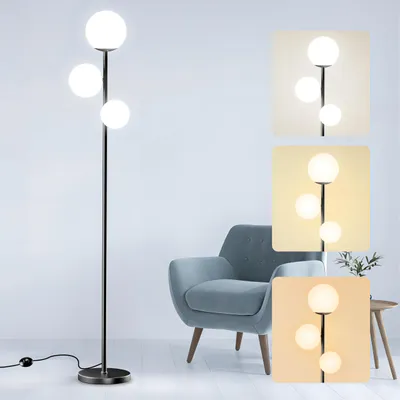 Stehleuchte 18 W, 3 Farbtemperaturen, Fußschalter, 3 G9 Lampen, schwarz