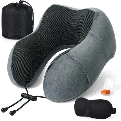 Zdjęcie produktu dla Poduszka podróżna Unyqoos® o ergonomicznym kształcie (poduszka na szyję) z 360° wsparciem dla szyi, wykonana w 100% z pianki memory, z zdejmowanym i nadającym się do prania pokrowcem z bawełny oraz etui podróżnym