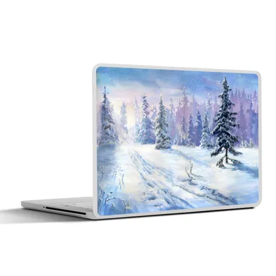 Produktbild von MuchoWow® Laptop Aufkleber Sticker Cover Wald - Winter - Schnee 36.5x27.5 cm - Laptop-Sticker