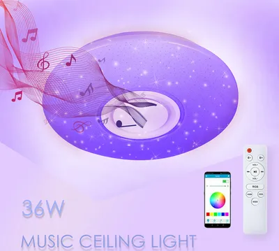 Produktbild von Jopassy 36W LED Deckenleuchte mit Sternenhimmel-Effekt, RGB-Beleuchtung, blendfrei, Lautsprecher und Bluetooth-Musik