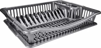 Produktbild von Abtropfgestell mit Tropfschale - Kunststoff - silber - 36 cm - Geschirrkorb