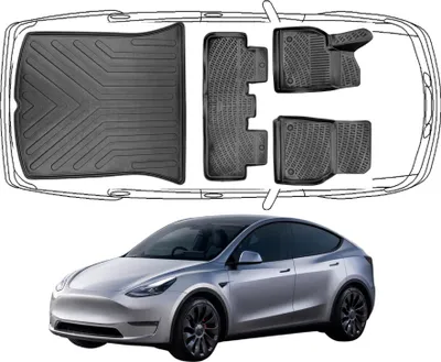Produktbild von 3D Fußmatten & Kofferraumwanne Auto Set Kompatibel mit Tesla Model Y 1.Gen 2020-2024
