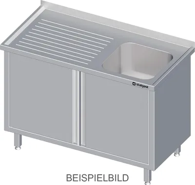 Produktbild von Spülschrank mit Flügeltüren 1200x700x850 mm, mit einem Becken links, mit Aufkantung, verschweißt