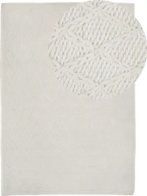 Obrázek produktu pro BELIANI krémový koberec vlněný geometrický vzor 160 x 230 cm ložnice obývací pokoj