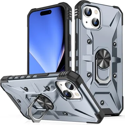 Immagine prodotto di Per iPhone 15 Custodia per telefono con supporto ad anello (grigio)