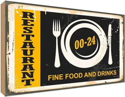Produktbild von vianmo Holzschild 30x40 cm Restaurant Essen Fine Food Drinks Trinken