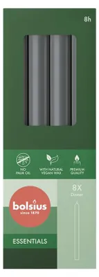 Productafbeelding van Bolsius Dinerkaarsen 230/20 Stormygrey (8 stuks)