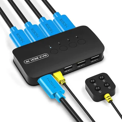 Imagen del producto de Conmutador KVM HDMI, conmutador USB 2.0 para 4 computadoras