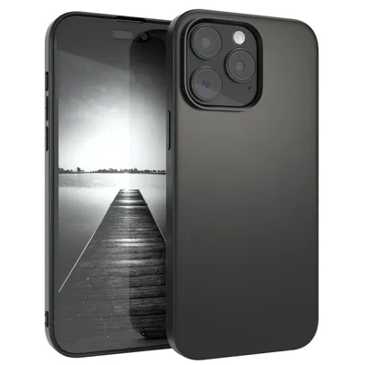 Produktbild von EAZY CASE Handyhülle Silikon für Apple iPhone 15 Pro Max Solid Black hoher Rand für Bildschirm & Kamera, Flexibles Silikon, extra dünn und leicht
