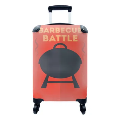 Produktbild von MuchoWow® Koffer Handgepäck Trolley Rollkoffer Kleine Reisekoffer mit 4 Rollen - Barbecue-Illustration mit dem Zitat "Barbecue Battle". - Cabin Size < 55x40x23 cm & 55x40x20 cm - Fotokoffer - Kabinenkoffer - Boardgepäck - Reise-Box - Reisekoffer - Reisegepäck - Koffer mit Bild - Trolley für Kinder