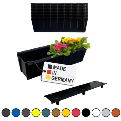 Image de BURI 6 inserts de jardinières pour palettes Euro avec tapis d'arrosage | 37,3cm noir | Jardinière pour palette Euro | Balconnière | Pot de fleurs | en plastique solide | Germany