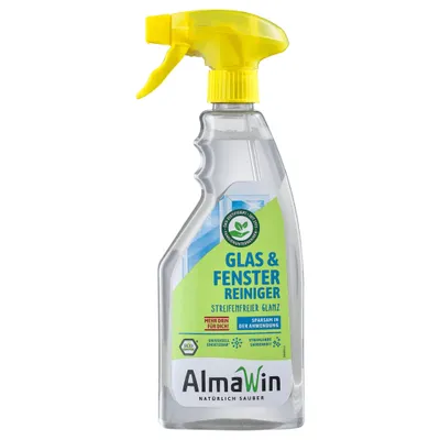 Produktbild von AlmaWin® Glas & Fenster Reiniger [500ml] für streifenfreien Glanz - Glasreiniger ideal für Fenster, Spiegel, Auto & Mehr - Glas & Fensterreiniger Spray, Glass Cleaner - 100% Natürlich & VEGAN