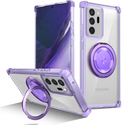 Image de Étui pour Samsung Galaxy Note 20 Ultra 5G anneau magnétique, support, compatible MagSafe, protection militaire, étui transparent Violet