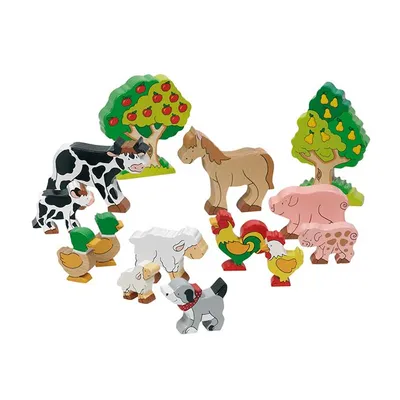 Immagine prodotto di Animali della fattoria dipinti a colori in legno massiccio di faggio 931-53034