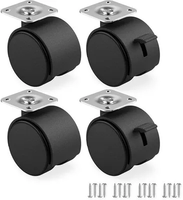 Immagine prodotto di Set di 4 rotelle per mobili con freno - Mini rotelle di trasporto per mobili - Diametro ruota: 40 mm