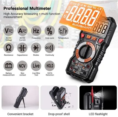 Produktbild von TACKLIFE DM01 Digital Multimeter Strommessgerät Stromprüfer Spannungsmesser AC/DC