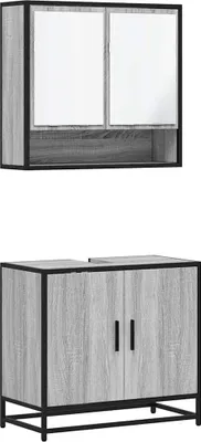 Produktbild von vidaXL 2-tlg. Badmöbel-Set Grau Sonoma Holzwerkstoff