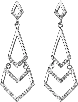 Produktbild von Ohrhänger 925 Silber 92 weiße Zirkonia Ohrringe Hängerstecker Ohrschmuck