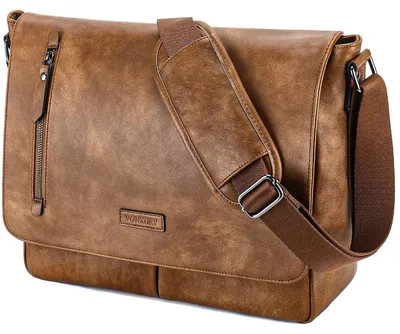 Obrázek produktu pro Crossbody taška na notebook pánská - Plátno a kůže - 14 palců - 36 x 27 x 10 cm