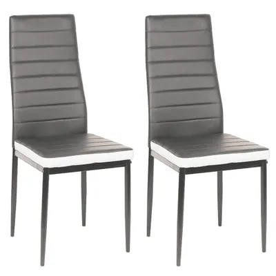 Produktbild von Esszimmerstühle 2-er SET, Kunstleder Grau+weiß