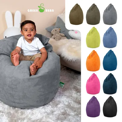 Produktbild von Green Bean® Sitzsack mit Rückenlehne "Drop" 60x60x90cm - Indoor Sitzkissen 220L EPS Perlen Füllung - Grau